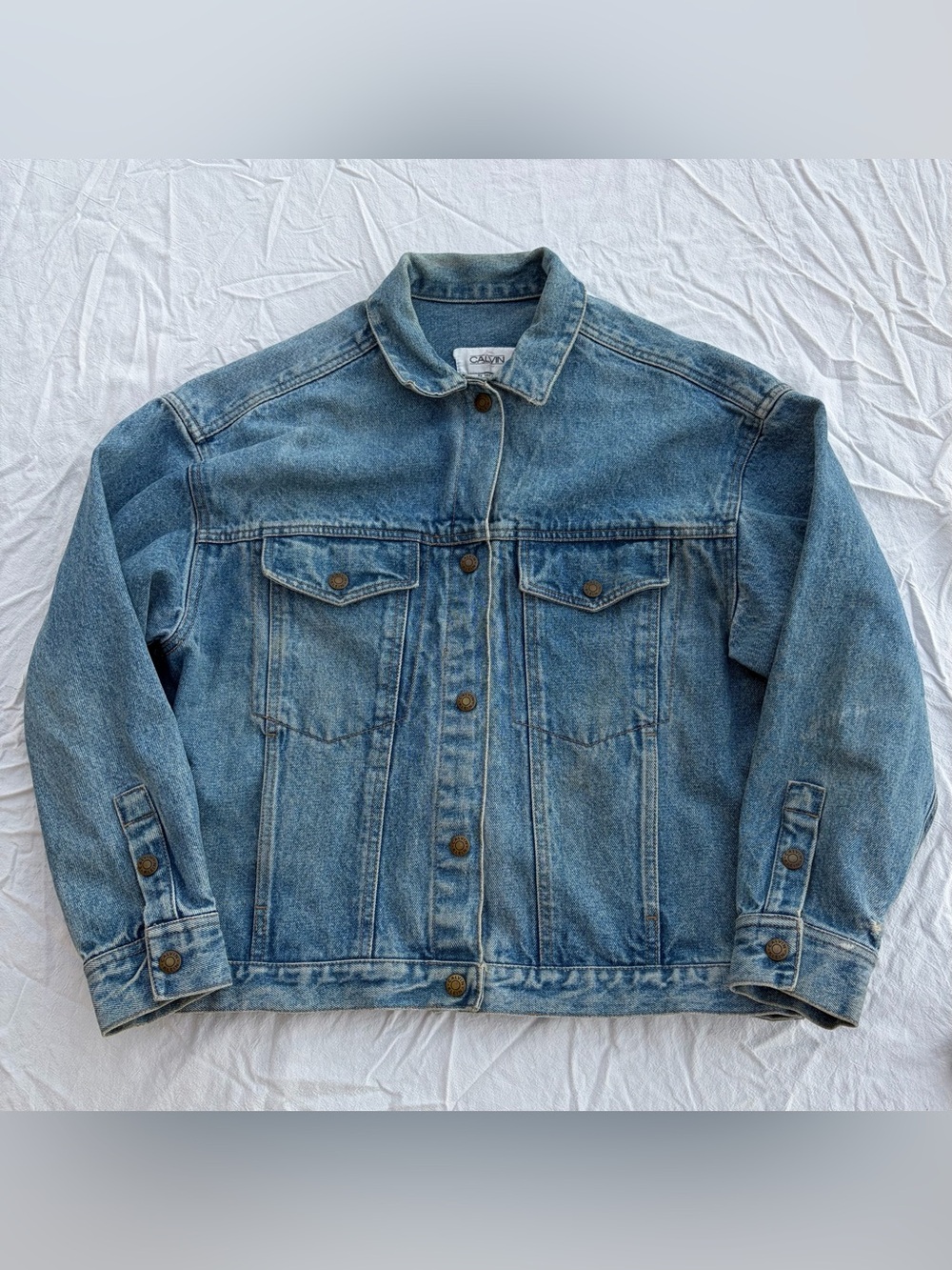 Vintage 80s Calvin Klein Denim Trucker Jacket, Fall Streetwear Grunge